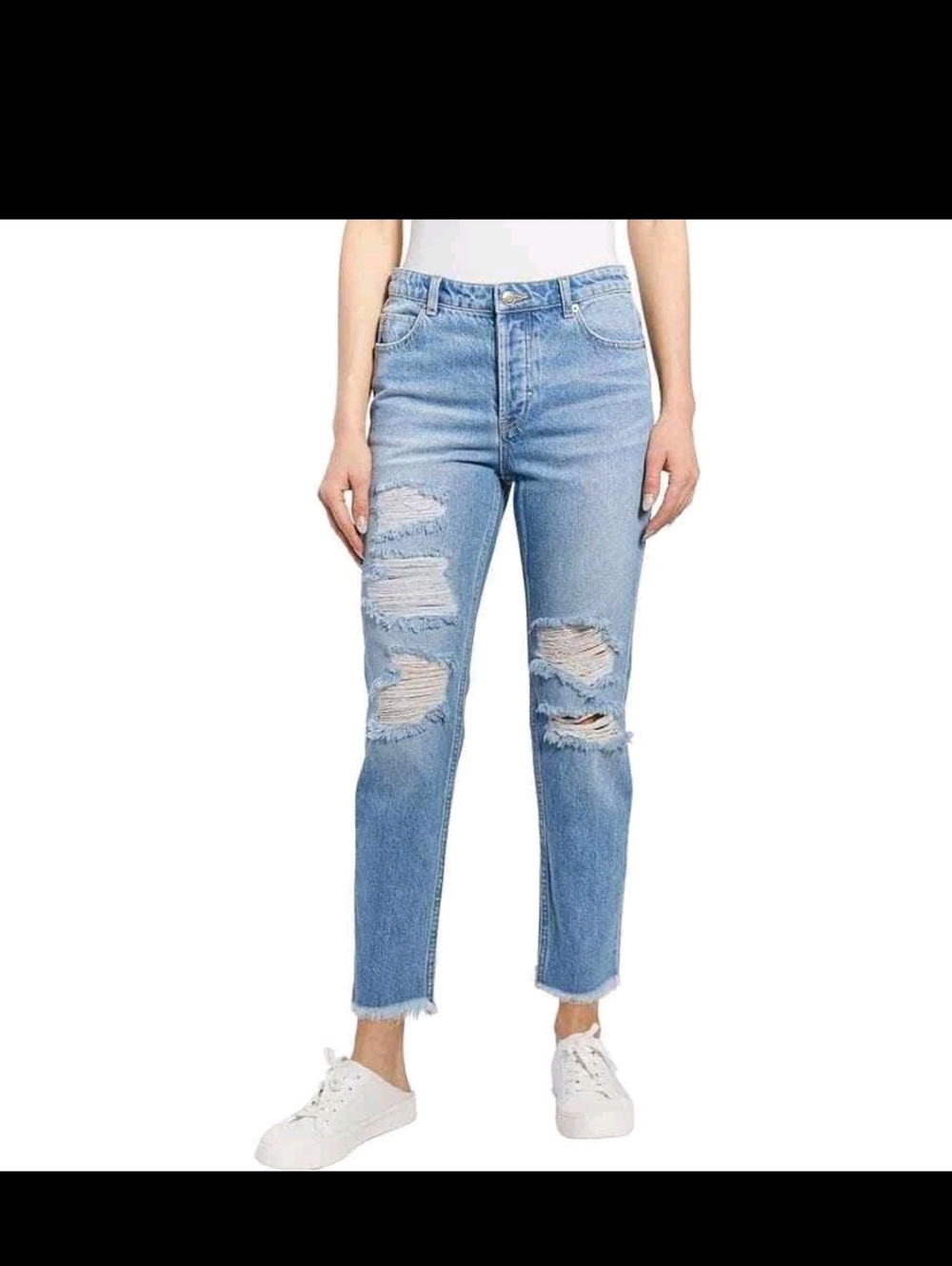 OAT NEW YORK High Rise Denim Jeans Distressed Raw Hem Light Wash Women's 28 - Picture 1 of 10